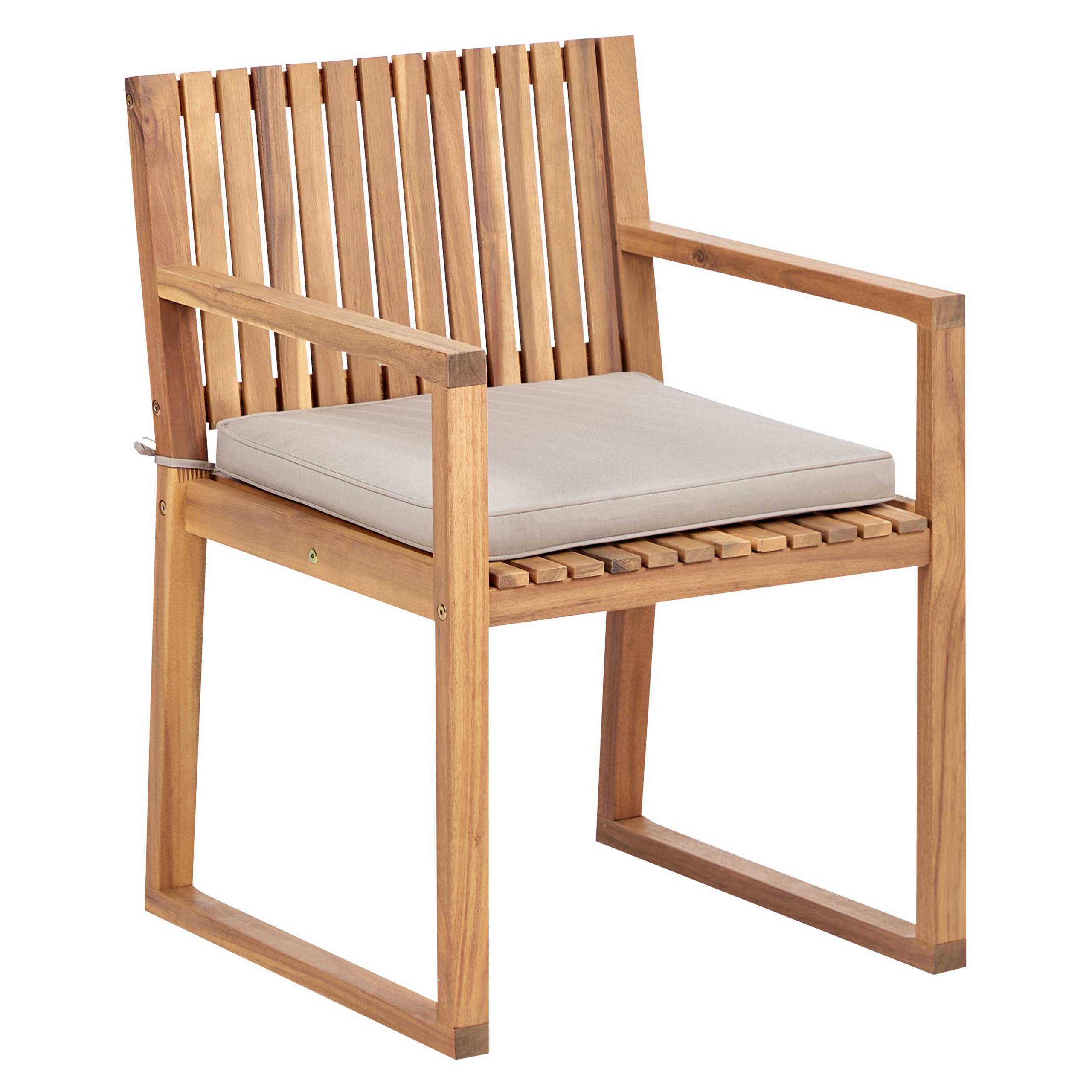 Beliani - Lot de 8 Chaises de Jardin avec Coussins Taupe en Bois d'Acacia Certifié Style Rustique - Imagen 4