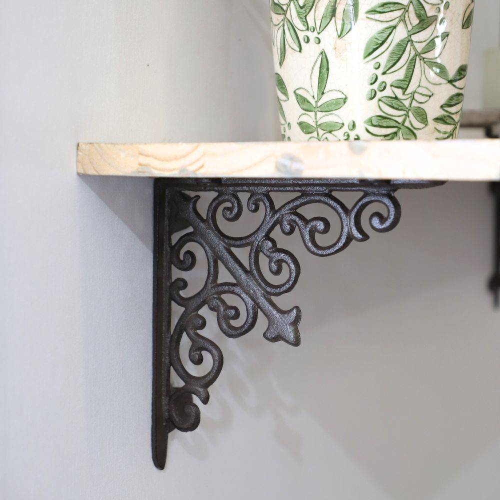 Equerre fixation étagère vintage ancienne fonte noire 20 x 21 cm Chemin de campagne - Image 3