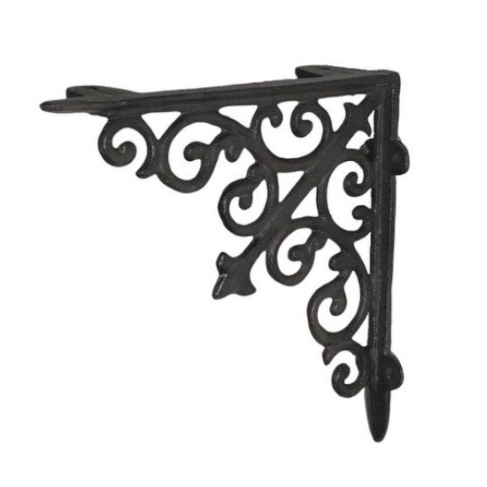 Equerre fixation étagère vintage ancienne fonte noire 20 x 21 cm Chemin de campagne - Image 1