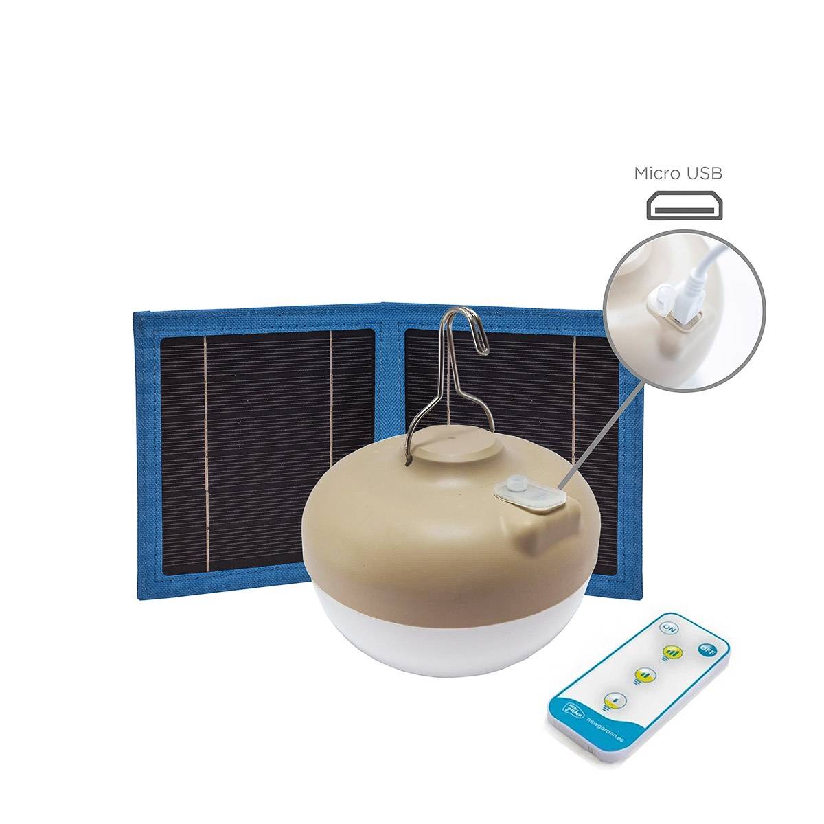 Ampoule LED avec chargement solaire et batterie rechargeable et télécommande. 900 lumens de lumière chaude. CHERRY - Imagen 1
