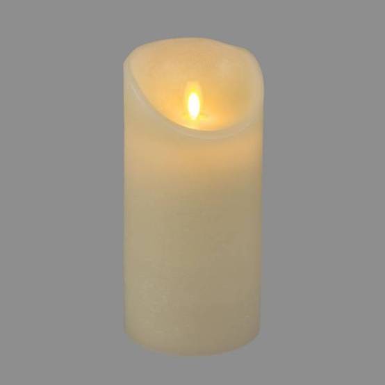 Bougie LED en cire Ivoire Flamme vacillante réaliste à piles H18cm large 9cm Timer Blanc chaud Lotti - Image 1