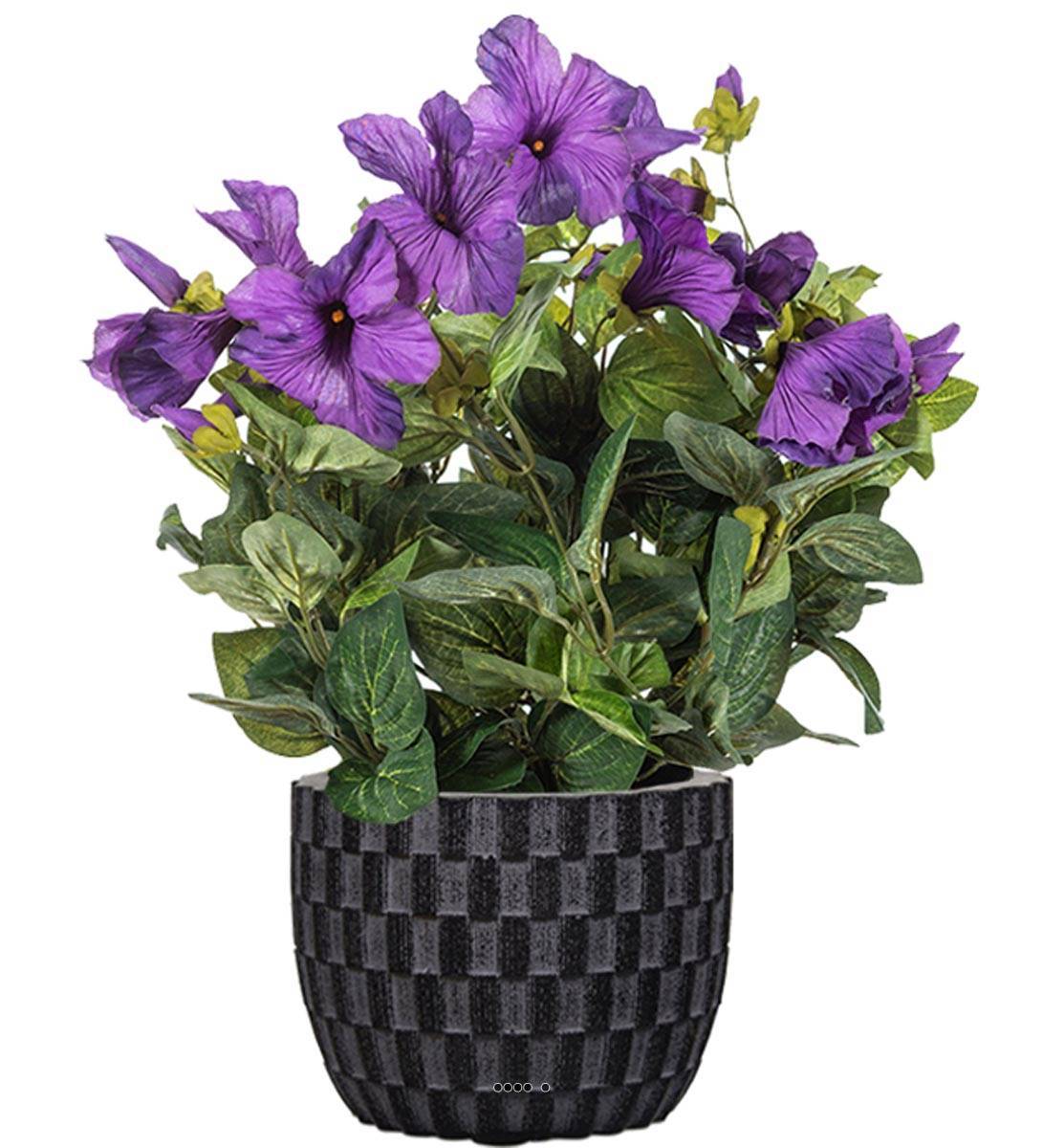 Artificielles - Petunia artificiel Mauve en pot H 38 cm 20 fleurs lumineux - couleur: Mauve violet - Imagen 2