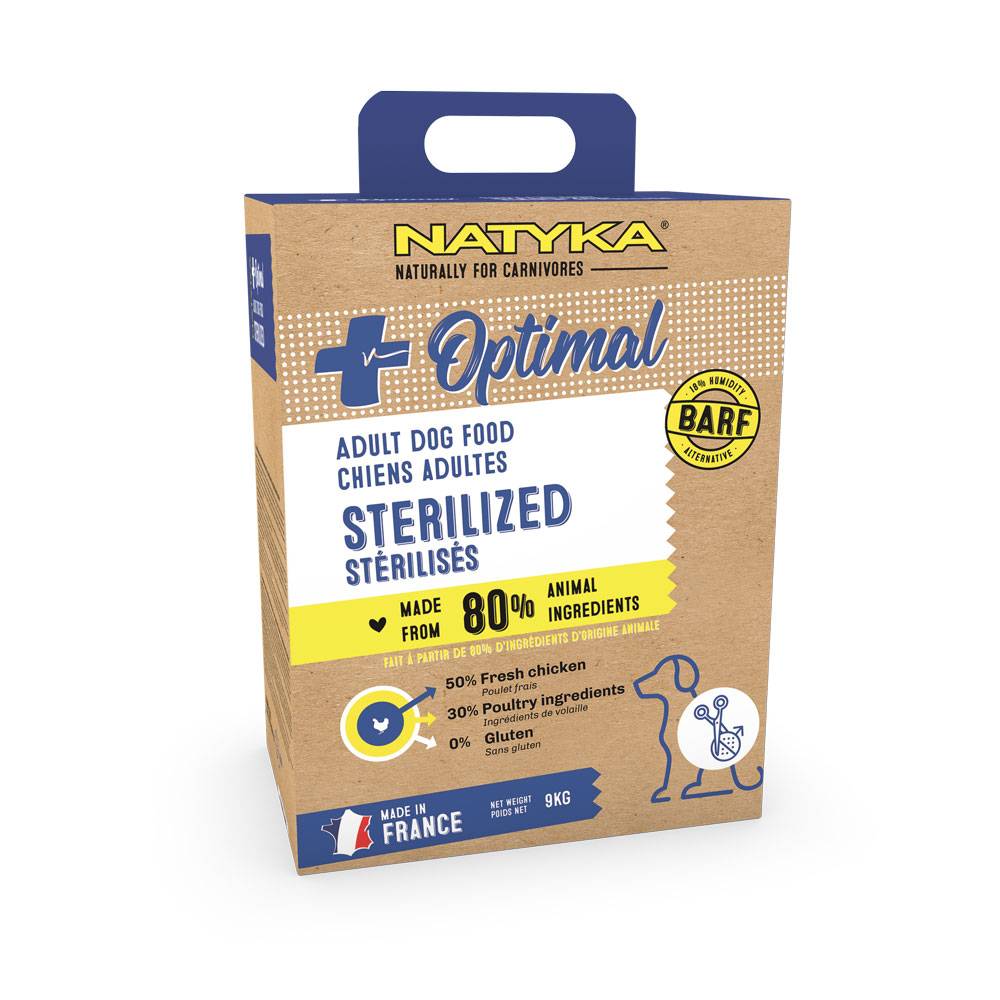 0 - Croquettes Semi-Humides pour chien adulte stérilisé à la volaille Natyka Optimal 9kg