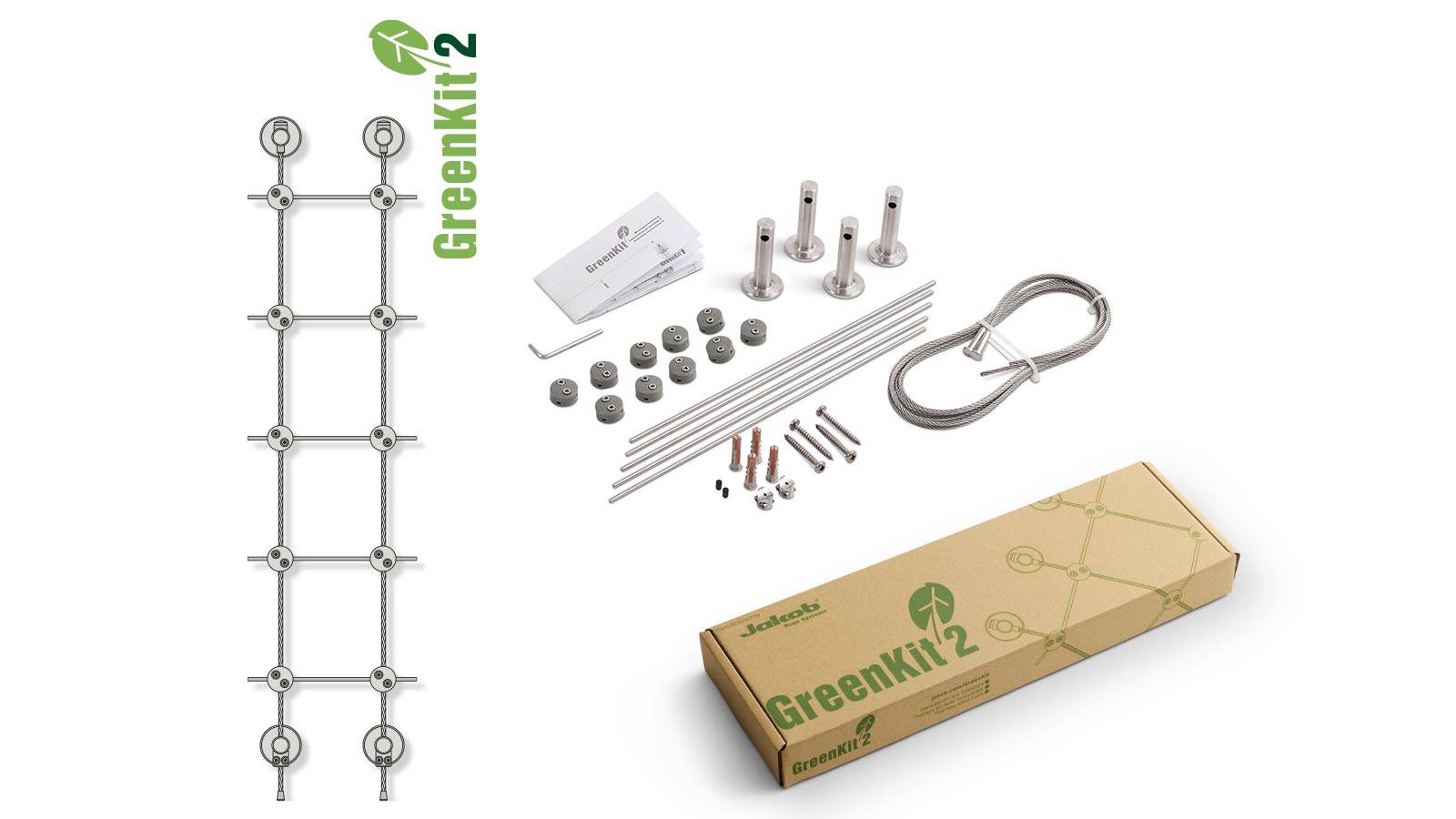 Autre - Greenkit 2 Support plantes grimpantes treillis acier inoxydable 360 X 2000mm Jakob Rope Systems - Image 1