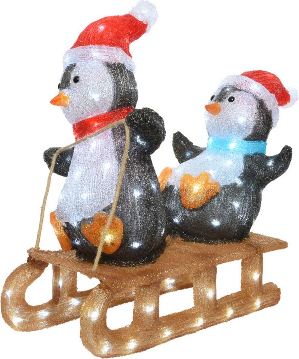 Luminéo - Figura navideña de pingüinos de acrílico 61,5 x 31 x 56,5 cm - LUMINEO