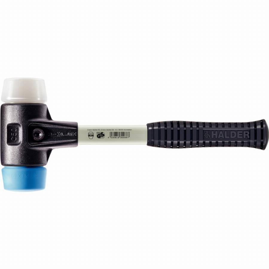 Maillet HALDER SIMPLEX TPE souple / superplastique avec boîtier en fonte malléable renforcée et manche en fibre de verre - D=30 mm - 3717.030