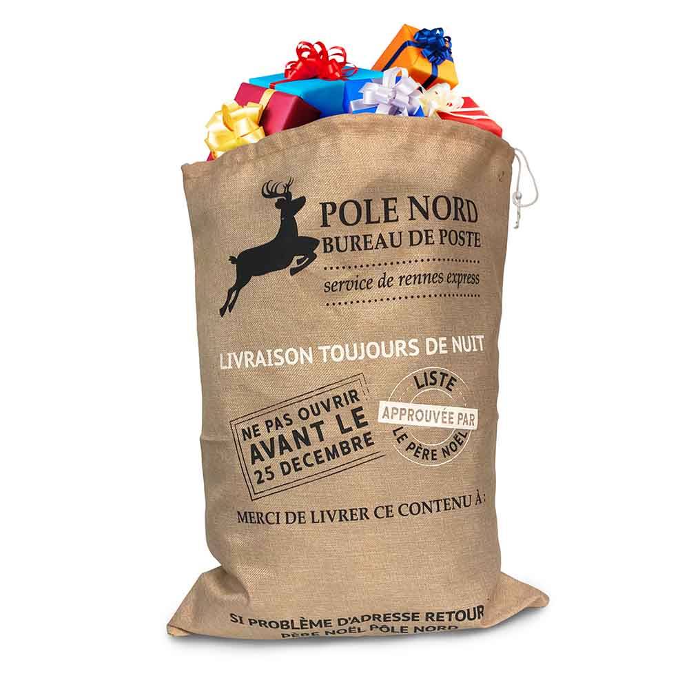 Hotte du Père Noël effet toile de jute, Lot de 4 - Imagen 1