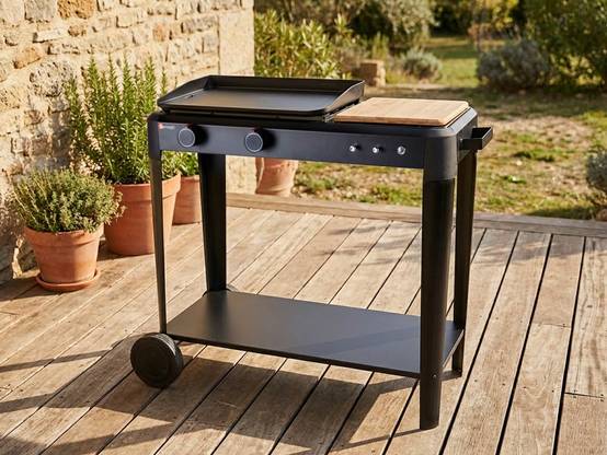 Somagic - Plancha gaz 2 brûleurs sur chariot Hendaye 250 - Somagic - Image 2