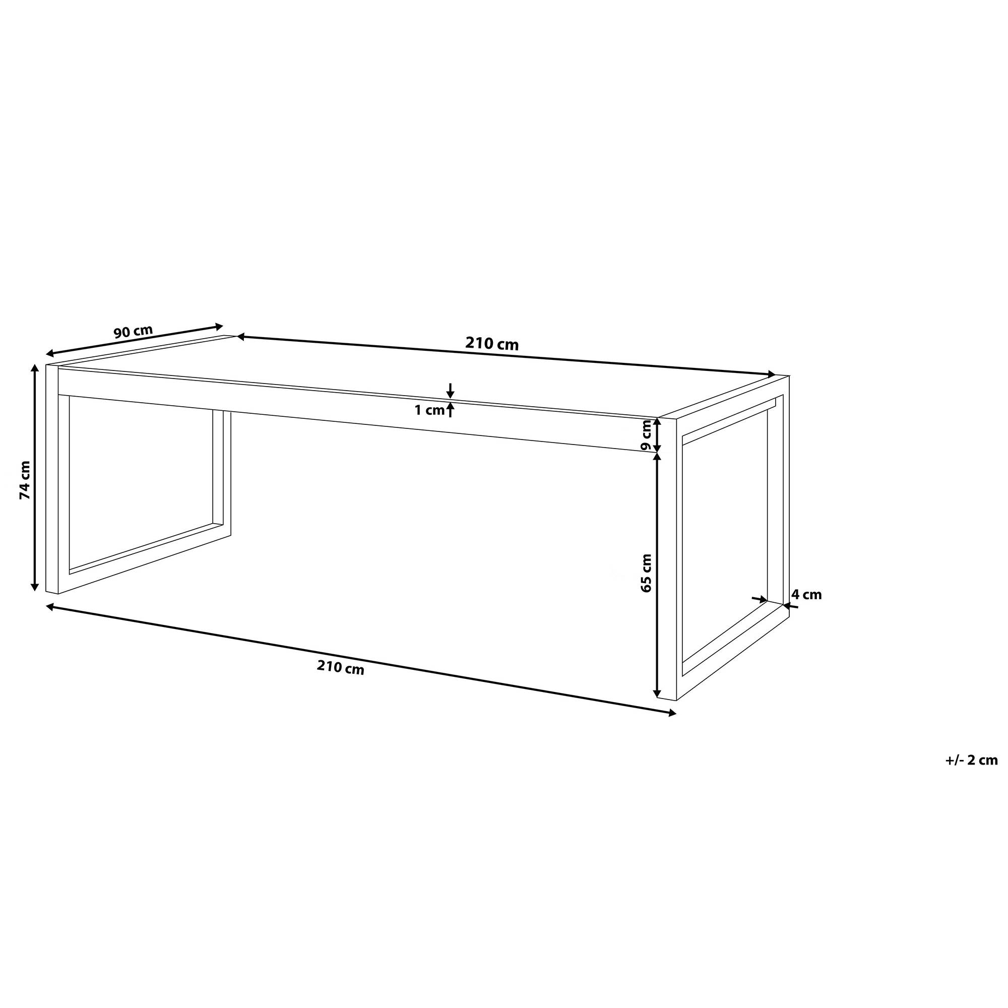 Beliani - Table de repas, 6 Personnes Aluminium Blanc cassé BACOLI - 90x210x74- Beliani - Image 2