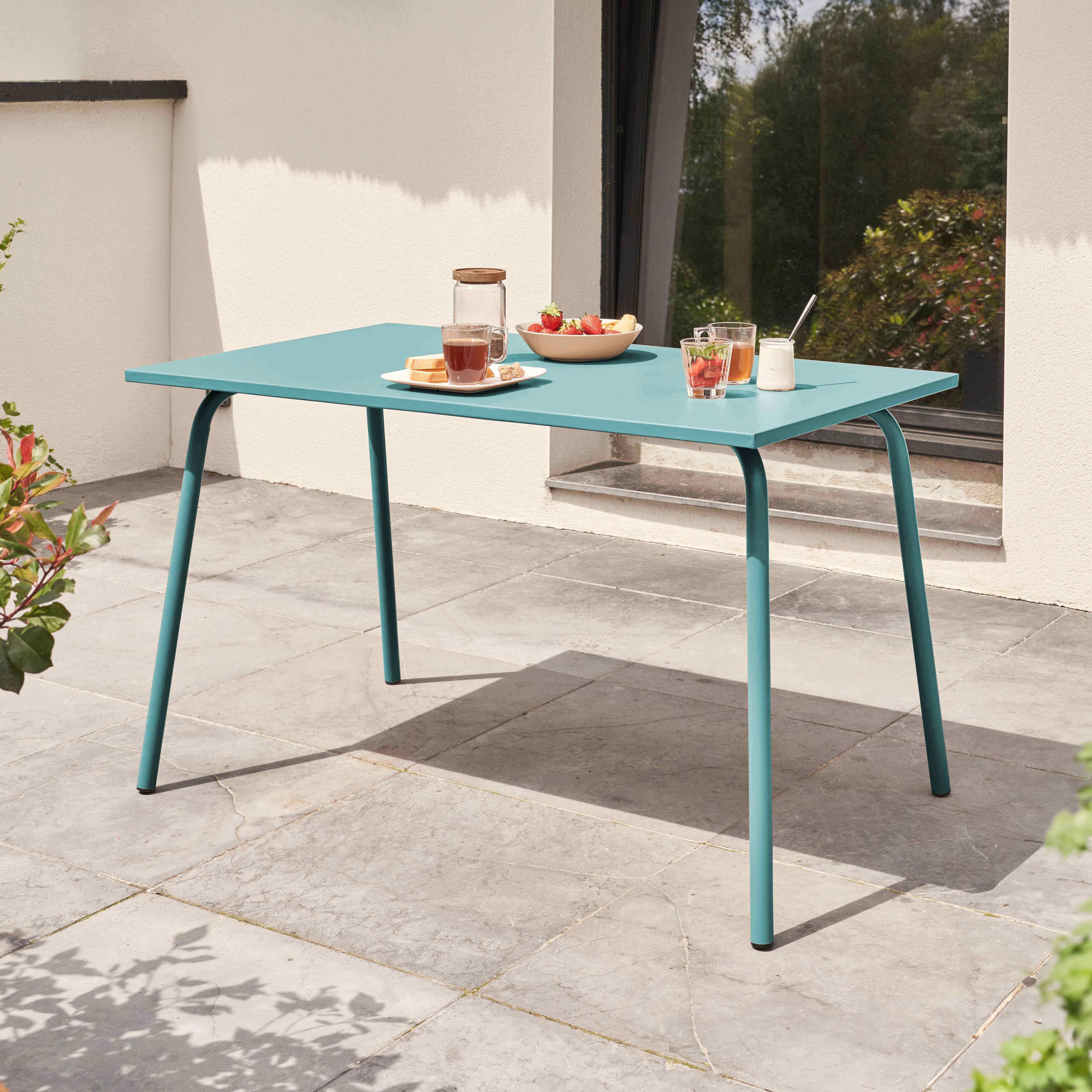 Oviala - Table de jardin en acier 120 x 70 cm turquoise Palavas - Oviala - Imagen 2