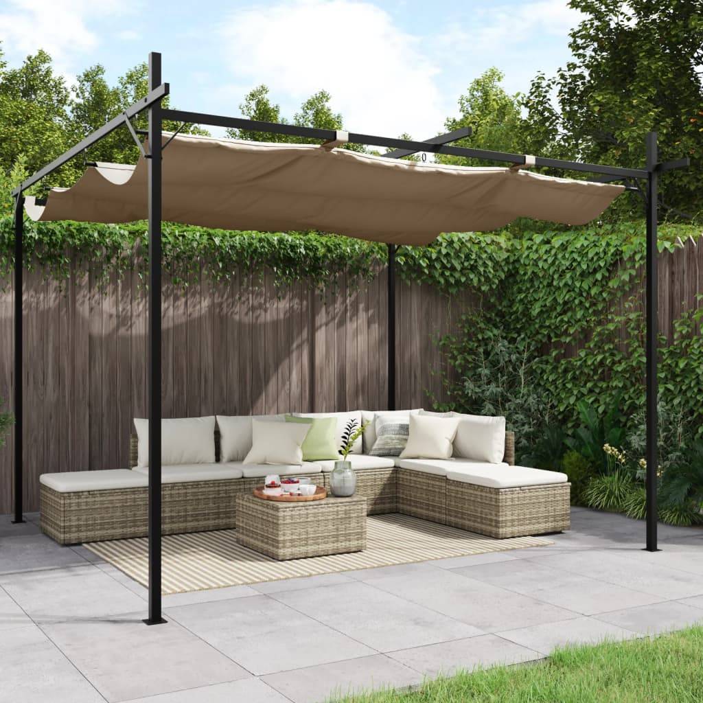 Pergola aluminium et acier taupe 295 x 292 x 230 cm - PANGIVO