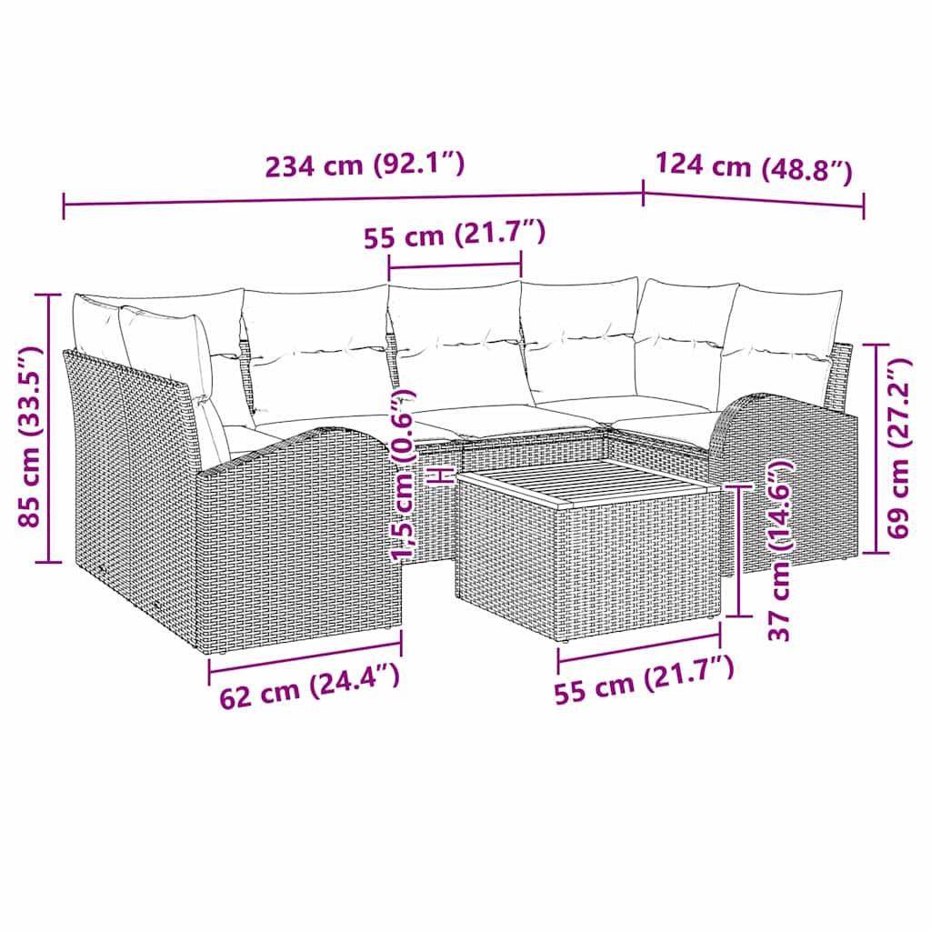 Set de jardin 7 éléments avec rangement et table basse en poly rotin Beige – ComfortXL Outdoor Living - Image 4
