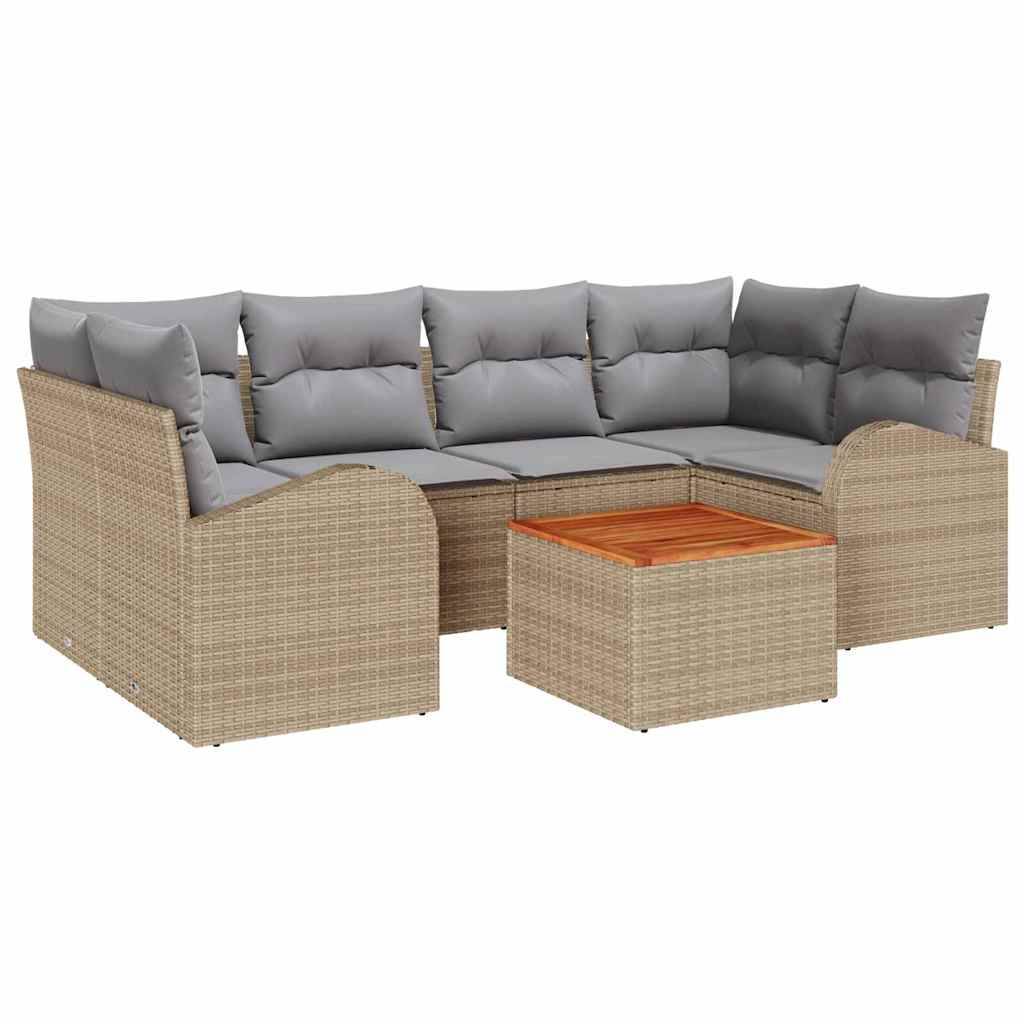 Set de jardin 7 éléments avec rangement et table basse en poly rotin Beige – ComfortXL Outdoor Living - Image 2