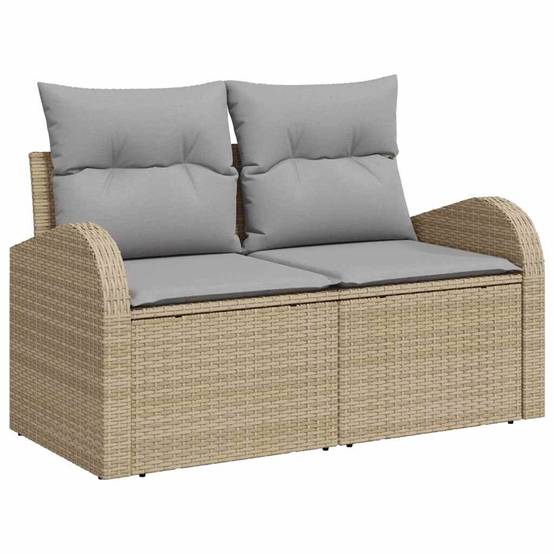 Set de jardin 7 éléments avec rangement et table basse en poly rotin Beige – ComfortXL Outdoor Living - Image 7