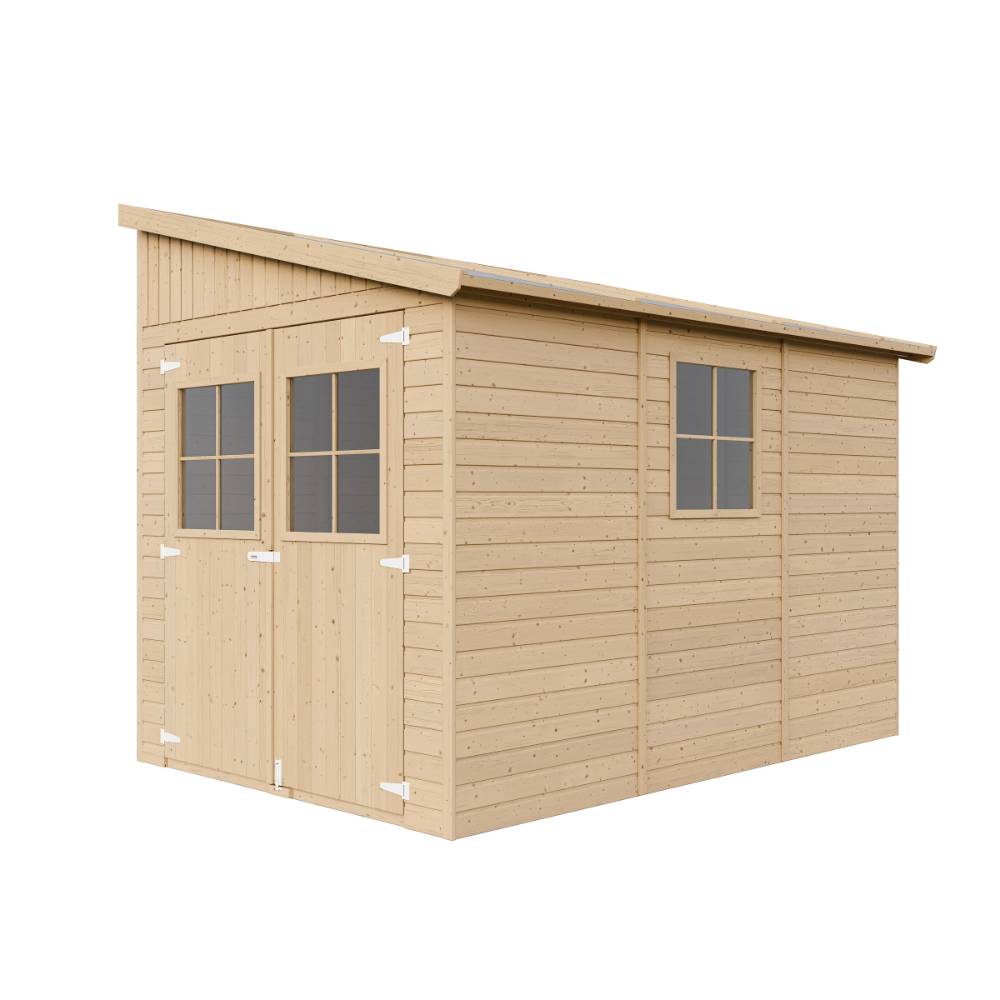 Timbela - Abri de Jardin en Bois Naturel H244x218x318 cm / 6m² avec paroi latérale, les planchers imprégné et fenêtres - 17 mm d’épaisseur - Timbela M339A+M339G - Imagen 3