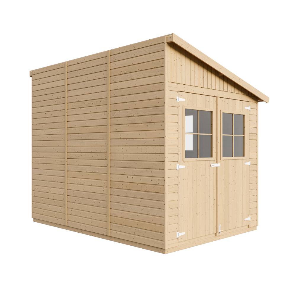 Timbela - Abri de Jardin en Bois Naturel H244x218x318 cm / 6m² avec paroi latérale, les planchers imprégné et fenêtres - 17 mm d’épaisseur - Timbela M339A+M339G - Imagen 4