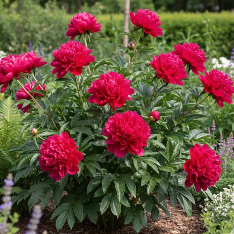 Pivoine herbacée Richard Carvel à fleurs Rouge/ - feuillage Caduc - Pot de 2L - 10/20 cm - Imagen 1