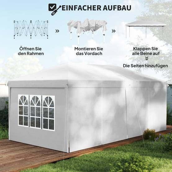 Tonnelle pliante acier blanc 585 x 295 x 270 cm - PANGIVO - Image 6