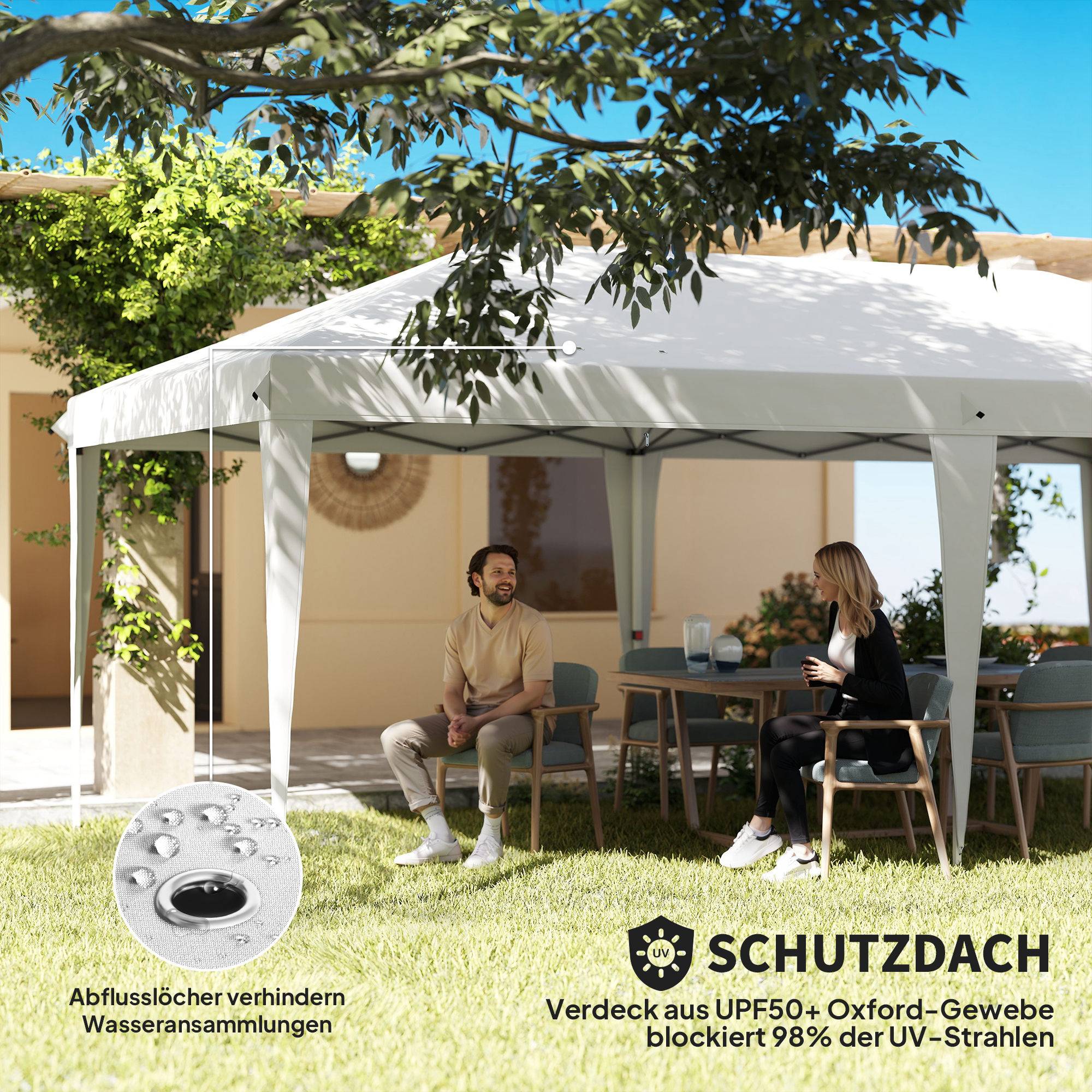 Tonnelle pliante acier blanc 585 x 295 x 270 cm - PANGIVO - Image 8