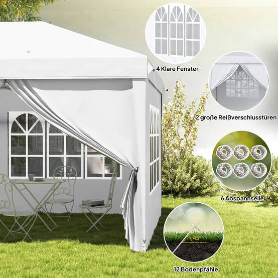 Tonnelle pliante acier blanc 585 x 295 x 270 cm - PANGIVO - Image 10