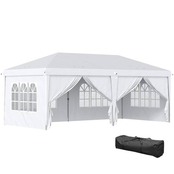 Tonnelle pliante acier blanc 585 x 295 x 270 cm - PANGIVO - Image 2