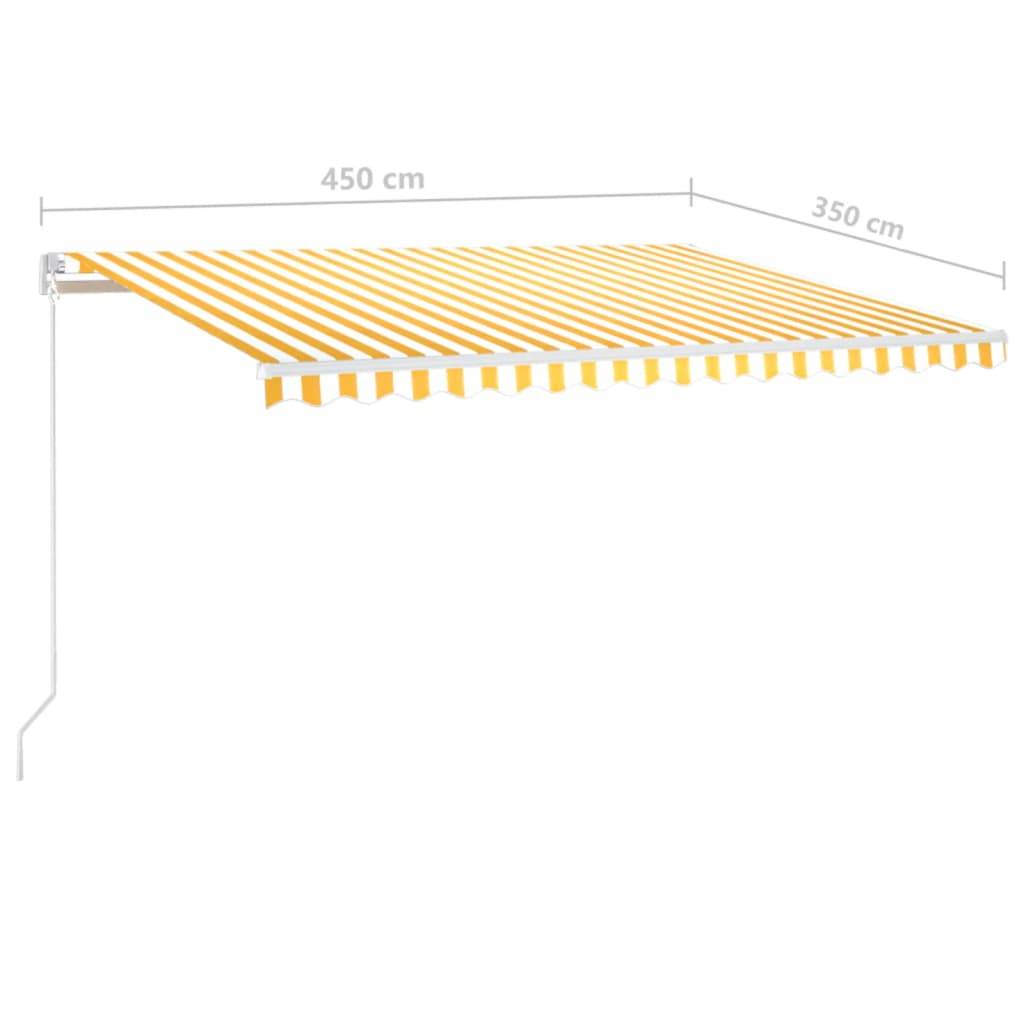 Store banne rétractable manuel aluminium pour terrasse avec LED 450x350 Jaune et blanc - ComfortXL Outdoor Living - Image 7