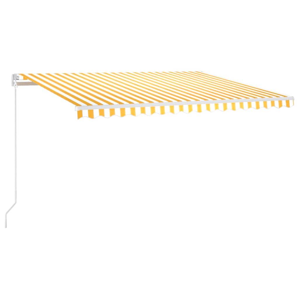 Store banne rétractable manuel aluminium pour terrasse avec LED 450x350 Jaune et blanc - ComfortXL Outdoor Living - Image 2