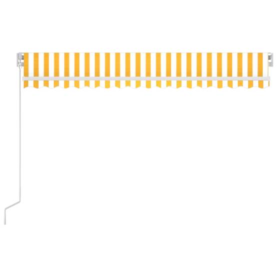 Store banne rétractable manuel aluminium pour terrasse avec LED 450x350 Jaune et blanc - ComfortXL Outdoor Living - Image 4