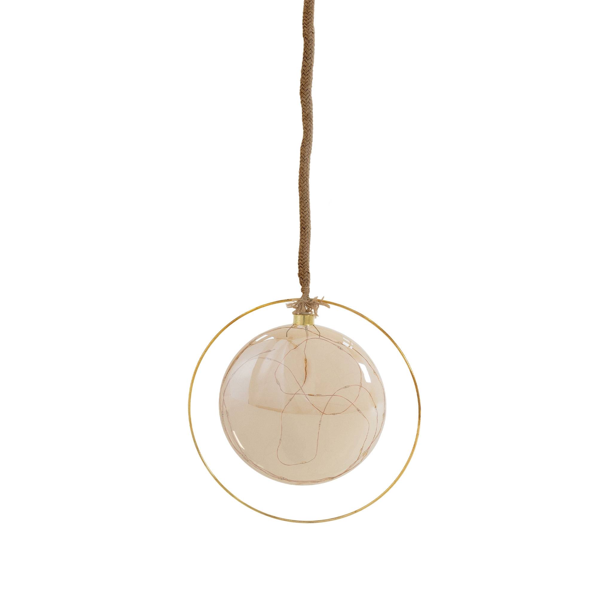Ecd-Germany - Boule de Noël suspendue avec LED décoration de Noël en verre doré Ø18 cm - Imagen 1