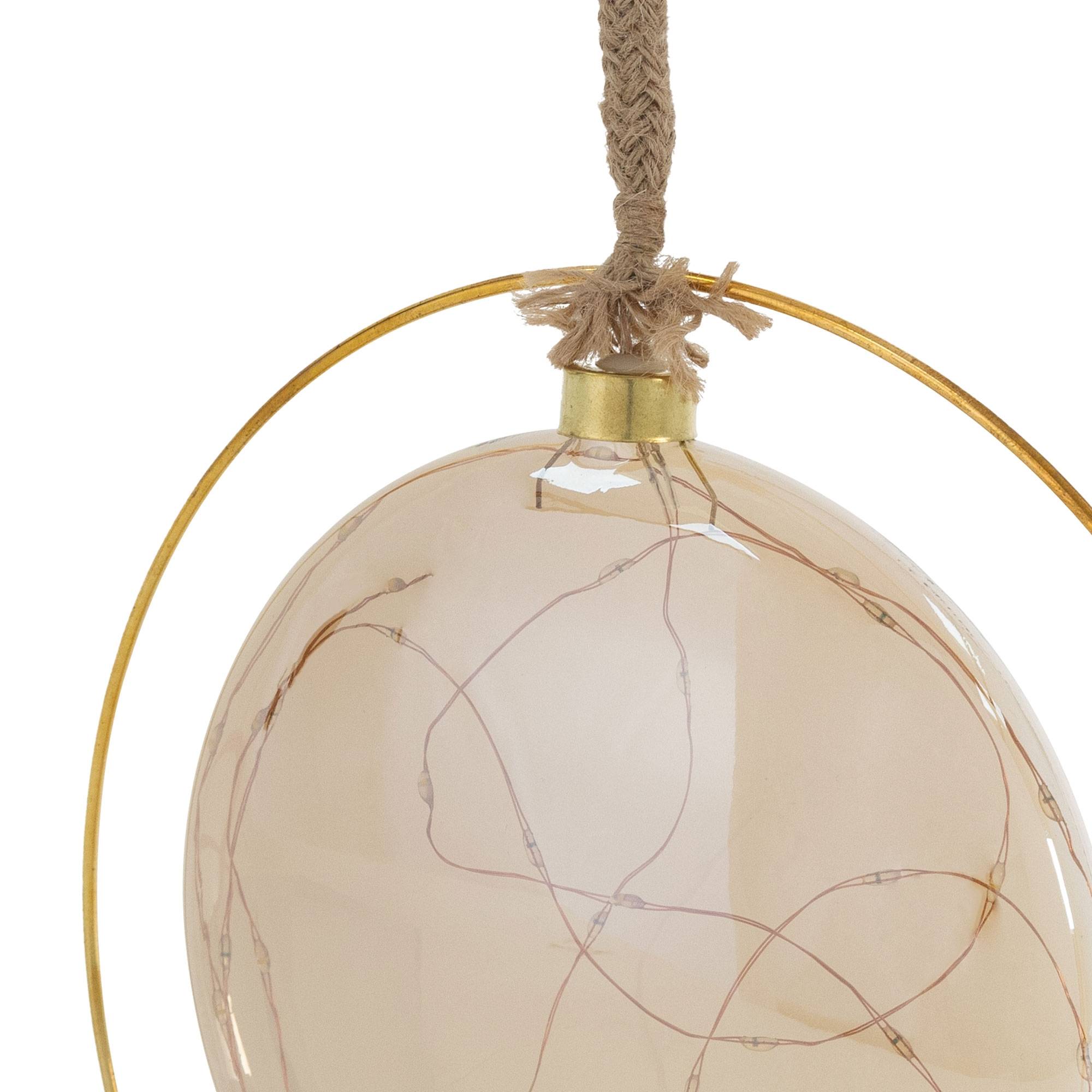 Ecd-Germany - Boule de Noël suspendue avec LED décoration de Noël en verre doré Ø18 cm - Imagen 3