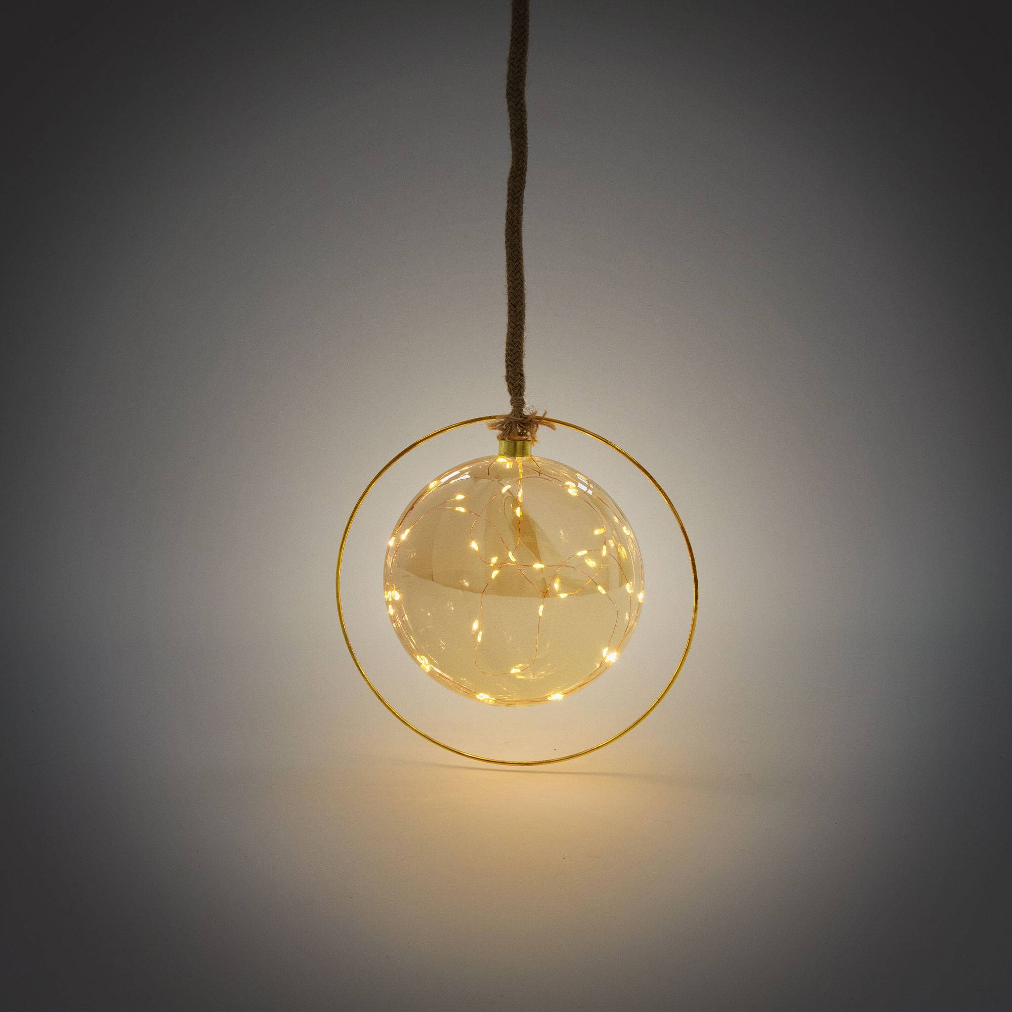 Ecd-Germany - Boule de Noël suspendue avec LED décoration de Noël en verre doré Ø18 cm - Imagen 5