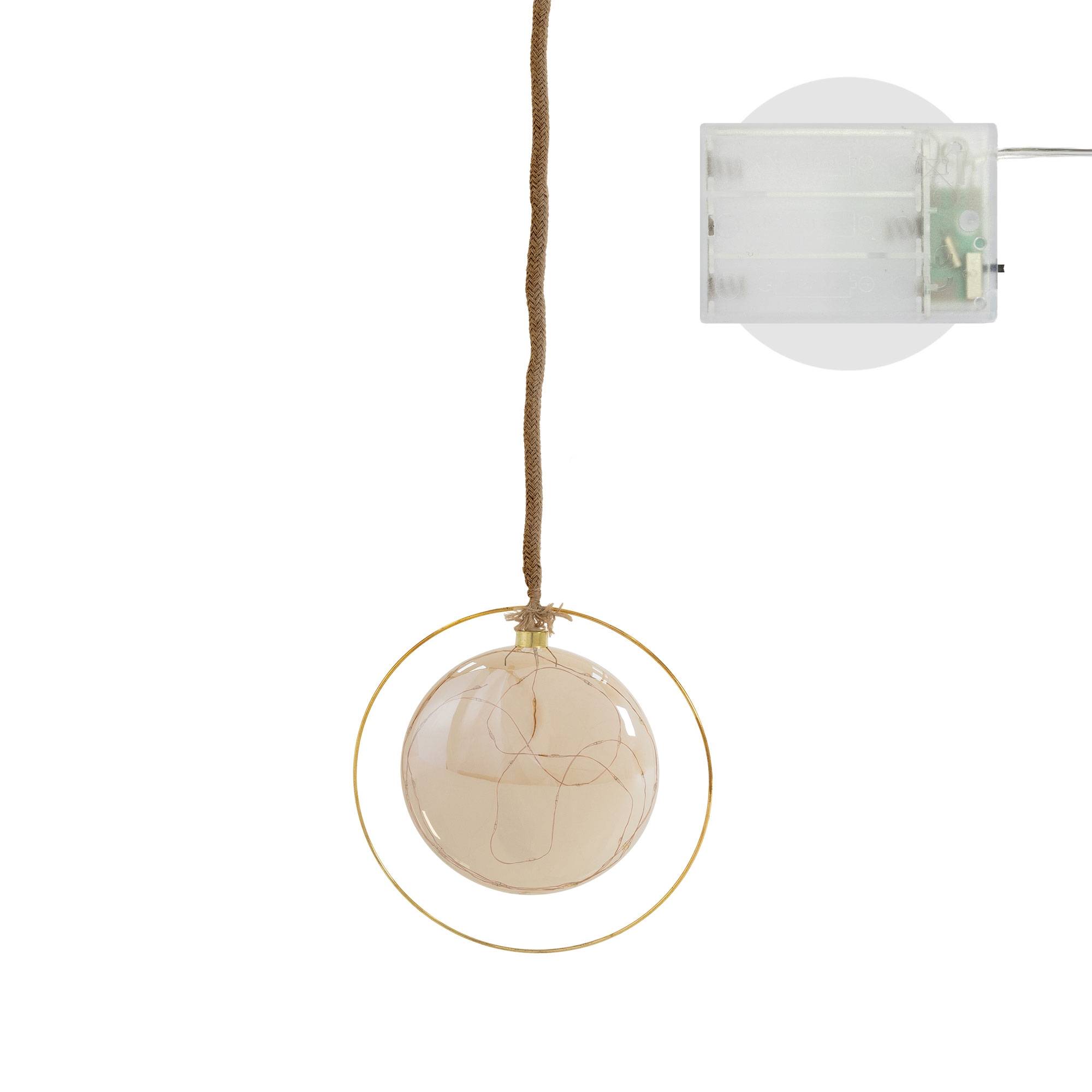Ecd-Germany - Boule de Noël suspendue avec LED décoration de Noël en verre doré Ø18 cm - Imagen 2
