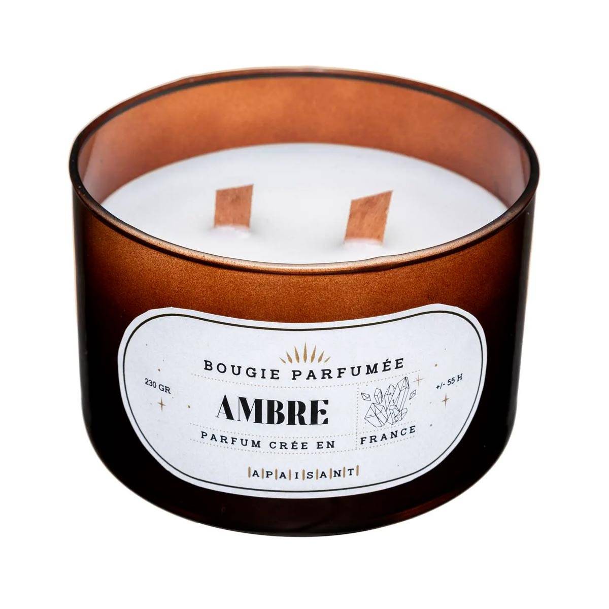 Bougie Parfumée en Verre "Snow" 470g Ambre - Image 1