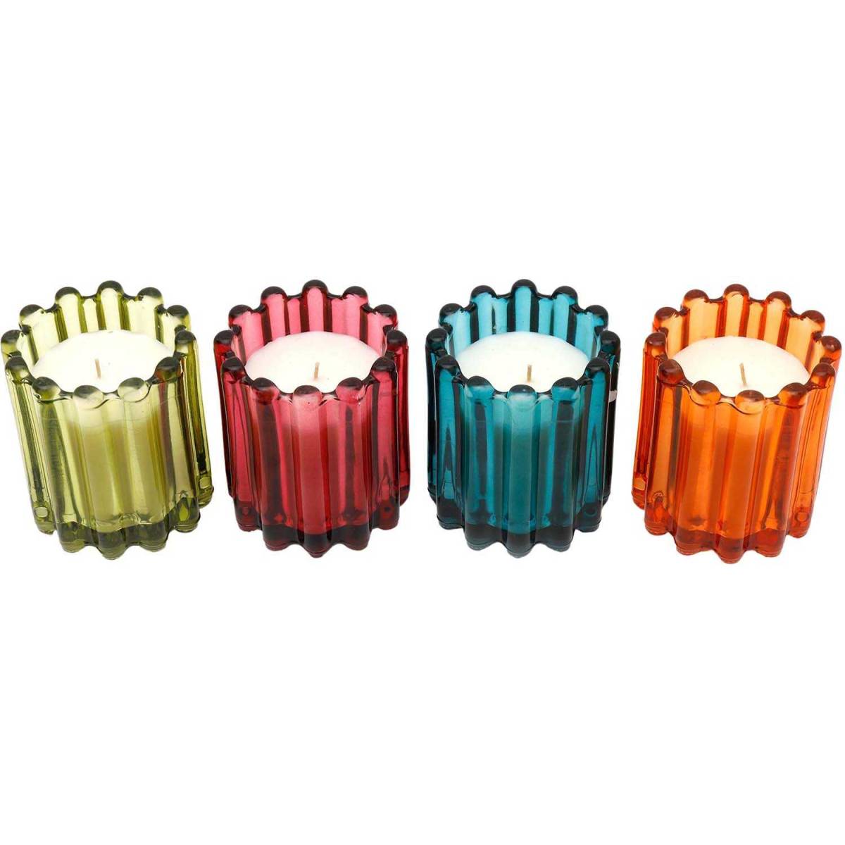 Sil - Ensemble de 4 bougies en verre coloré Sil