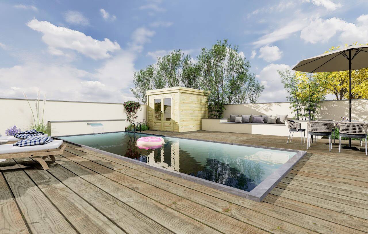 Sans Marque - ABRI DE JARDIN bois  autoclave 27mm - 2,64x3,44m / 9m2 - Bac acier - Abri Français - Imagen 2