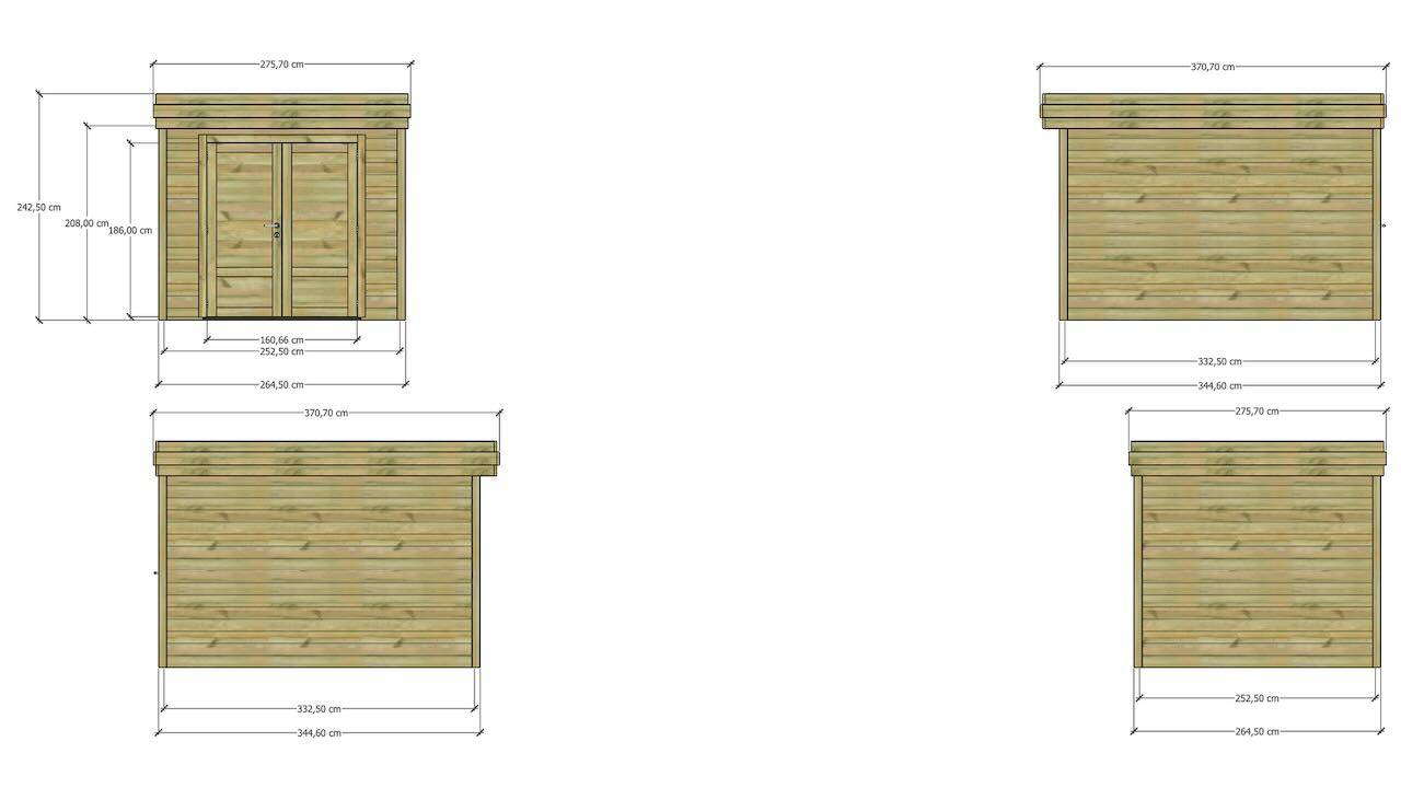 Sans Marque - ABRI DE JARDIN bois  autoclave 27mm - 2,64x3,44m / 9m2 - Bac acier - Abri Français - Imagen 4