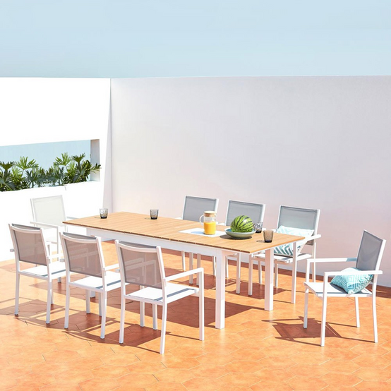 Table extensible de jardin 8 places en aluminium et bois MADEIRA - Image 4