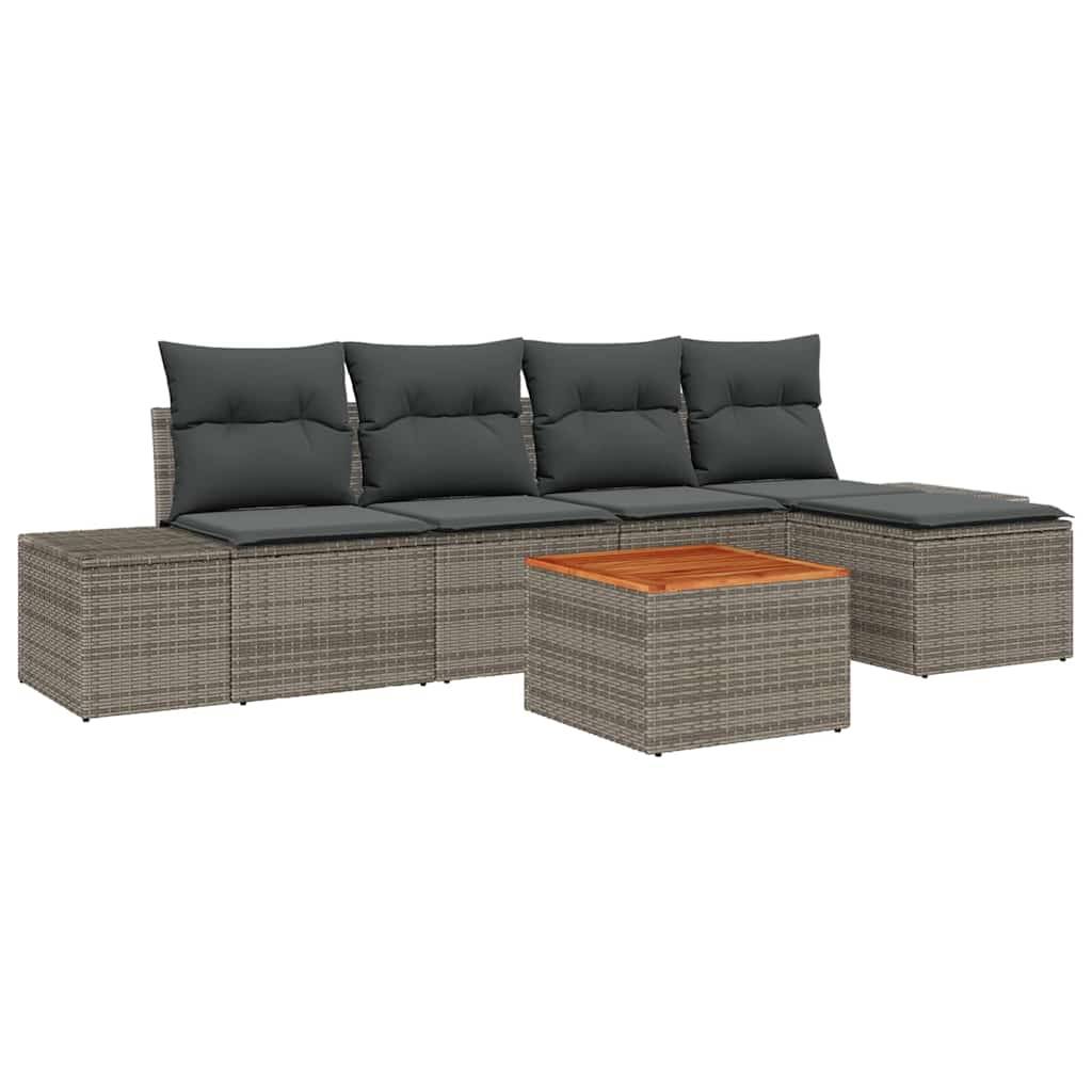 Salon de jardin 5 places en polyrotin modulable avec coussins d'extérieur pour terrasse Gris – ComfortXL Outdoor Living - Image 2