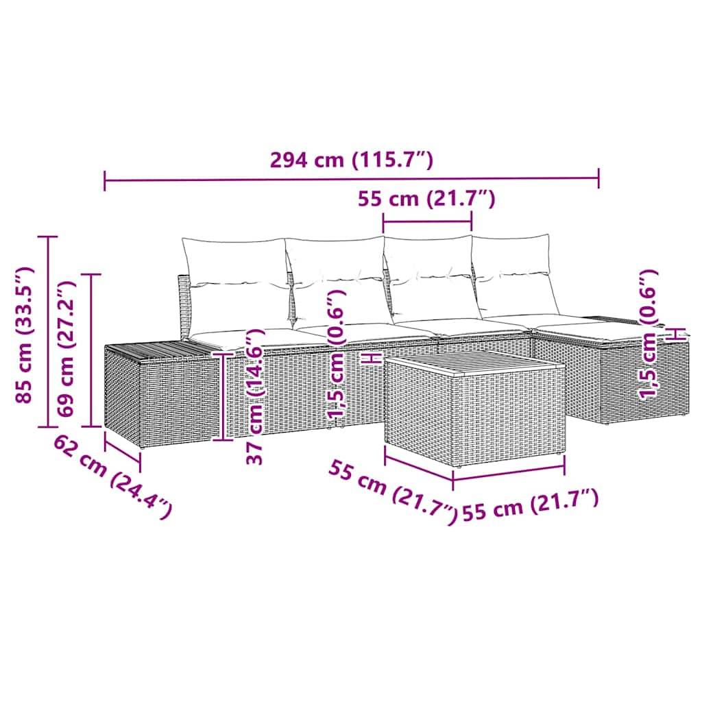 Salon de jardin 5 places en polyrotin modulable avec coussins d'extérieur pour terrasse Gris – ComfortXL Outdoor Living - Image 9