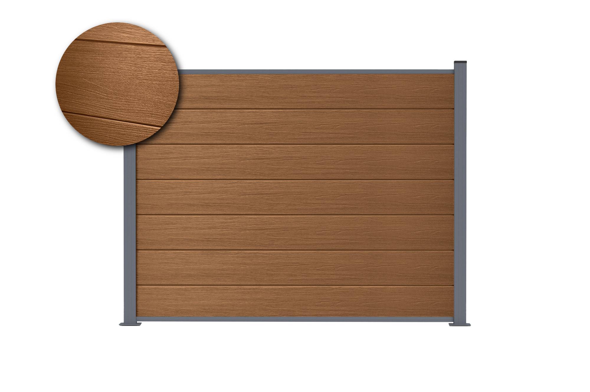 Casanoov Clôture composite Stockhorn 10 m H.150   cm sur plaque finition teck - Image 5