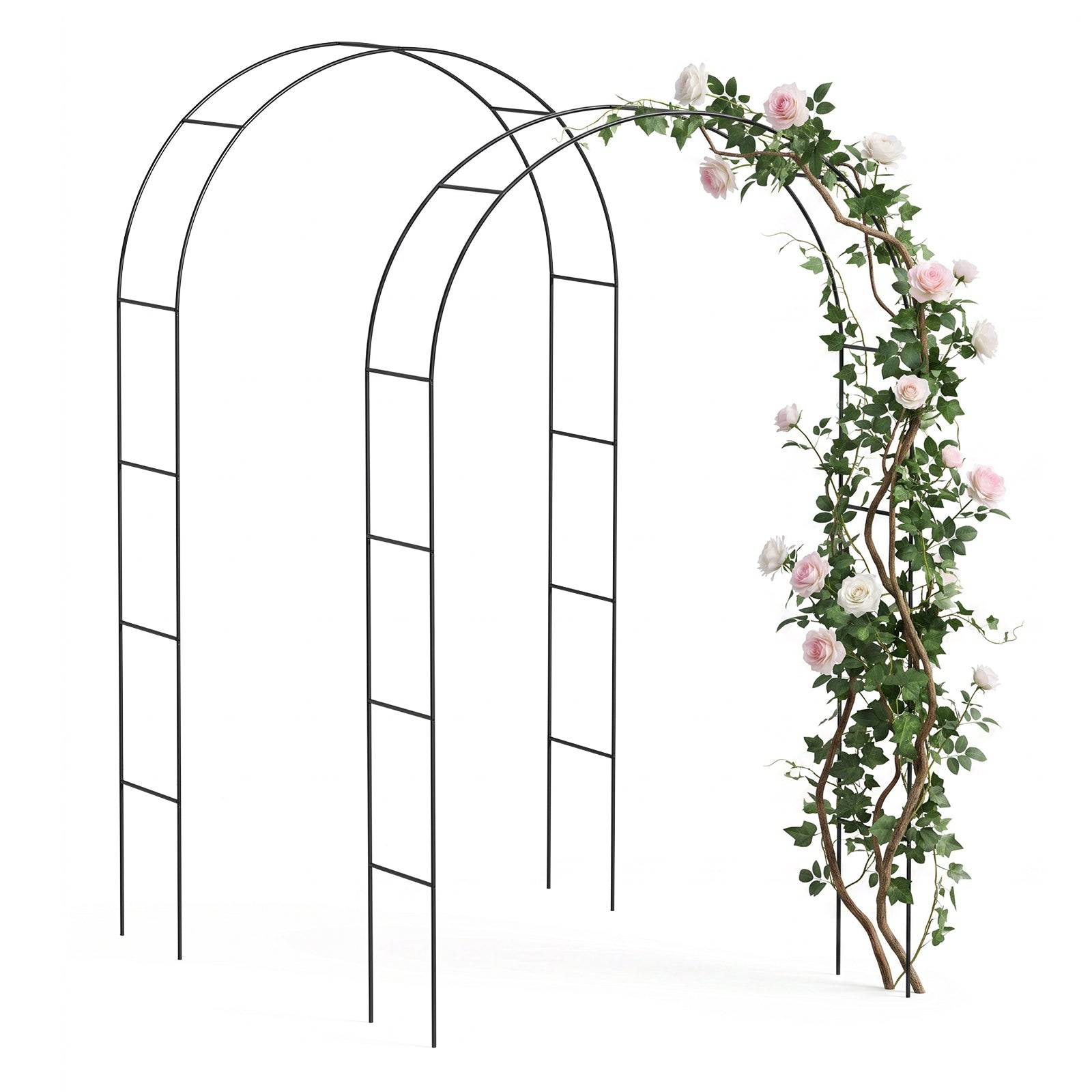 Vounot - Lot de 2 Arches de jardin en métal noir 140x37x240 cm - Support pour plantes grimpantes et rosiers - Structure modulable - VOUNOT® - Image 1