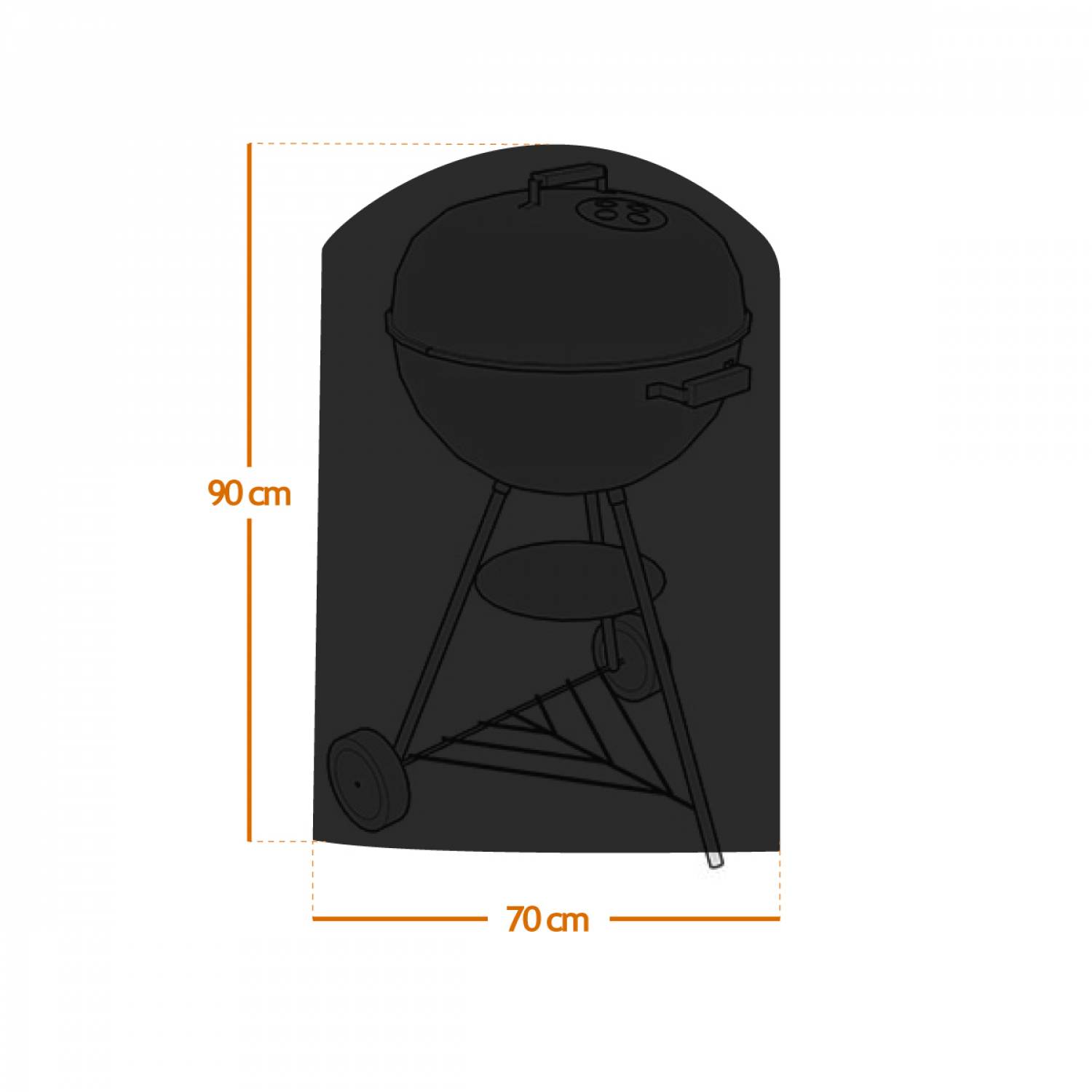 Linxor - Bâche, housse de protection imperméable pour barbecue en tissu Oxford 210D, anti UV - 70 x 90 cm - Noir - Linxor - Imagen 2