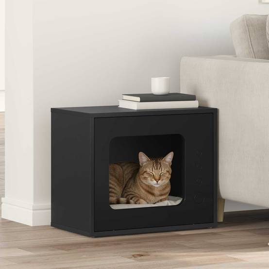 Vidaxl - Maison pour chat Noir 51 x 30 x 42,5 cm Bois d'ingénierie vidaXL 8000645 - Image 1
