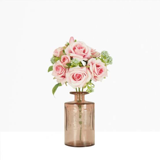 Ligne Deco - Bouquet artificiel de roses 32cm rose lot de 2 - Image 4