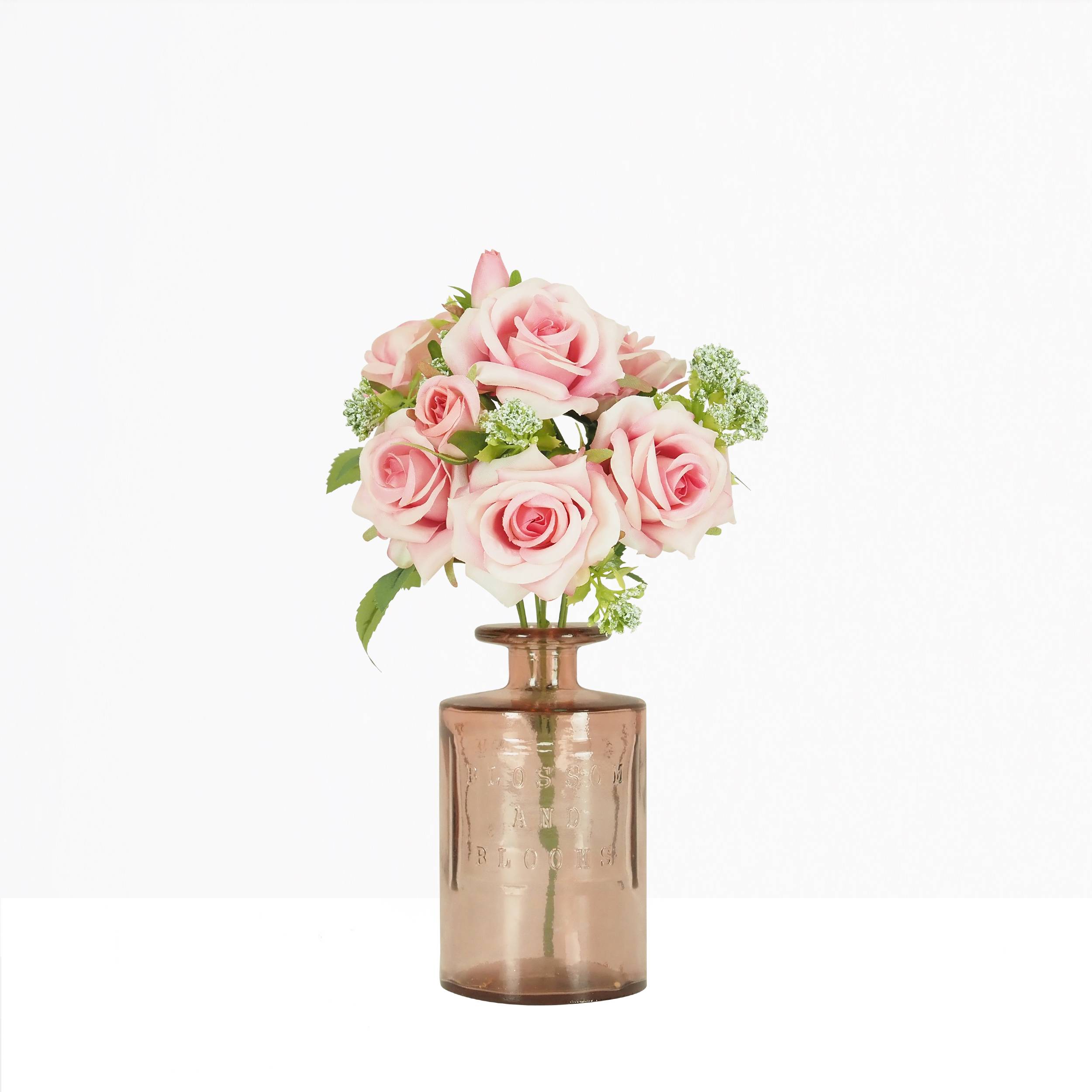 Ligne Deco - Bouquet artificiel de roses 32cm rose lot de 2 - Image 4