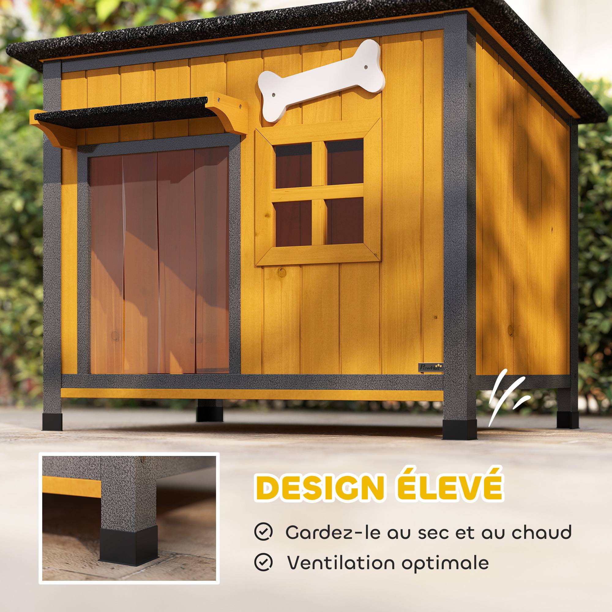 Niche extérieure pour chien résistante aux intempéries, cabane avec plancher amovible - Image 9