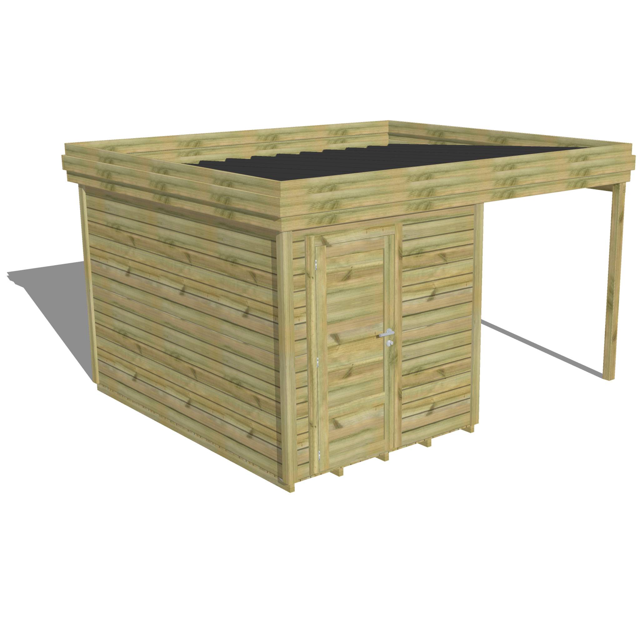 ABRI DE JARDIN bois  autoclave 27mm - 4,14x3,44m / 14m2 - Bac acier - Plancher bois - Image 1