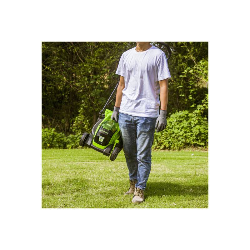 Greenworks - Tondeuse à gazon poussée Brushless 33cm 24V GREENWORKS - Batterie 4,0Ah - Chargeur - GD24LM33K4 - Image 2