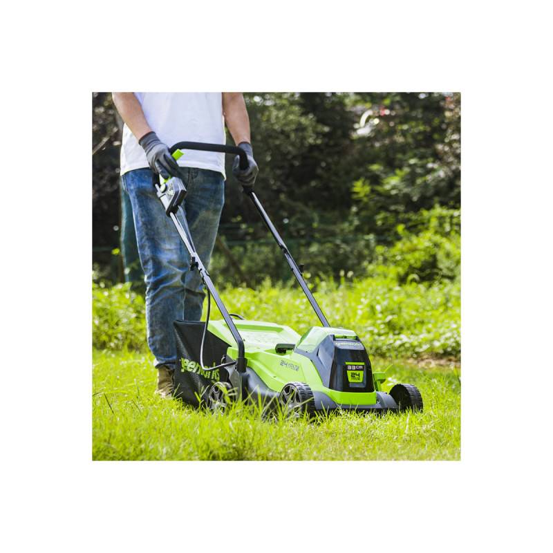 Greenworks - Tondeuse à gazon poussée Brushless 33cm 24V GREENWORKS - Batterie 4,0Ah - Chargeur - GD24LM33K4 - Image 4