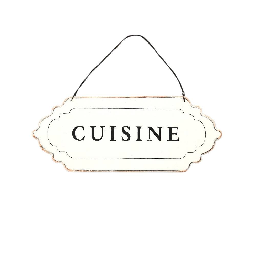 ~ Plaque de porte décorative vintage cuisine fer blanc noir 25x11cm Chemin de campagne - Imagen 1